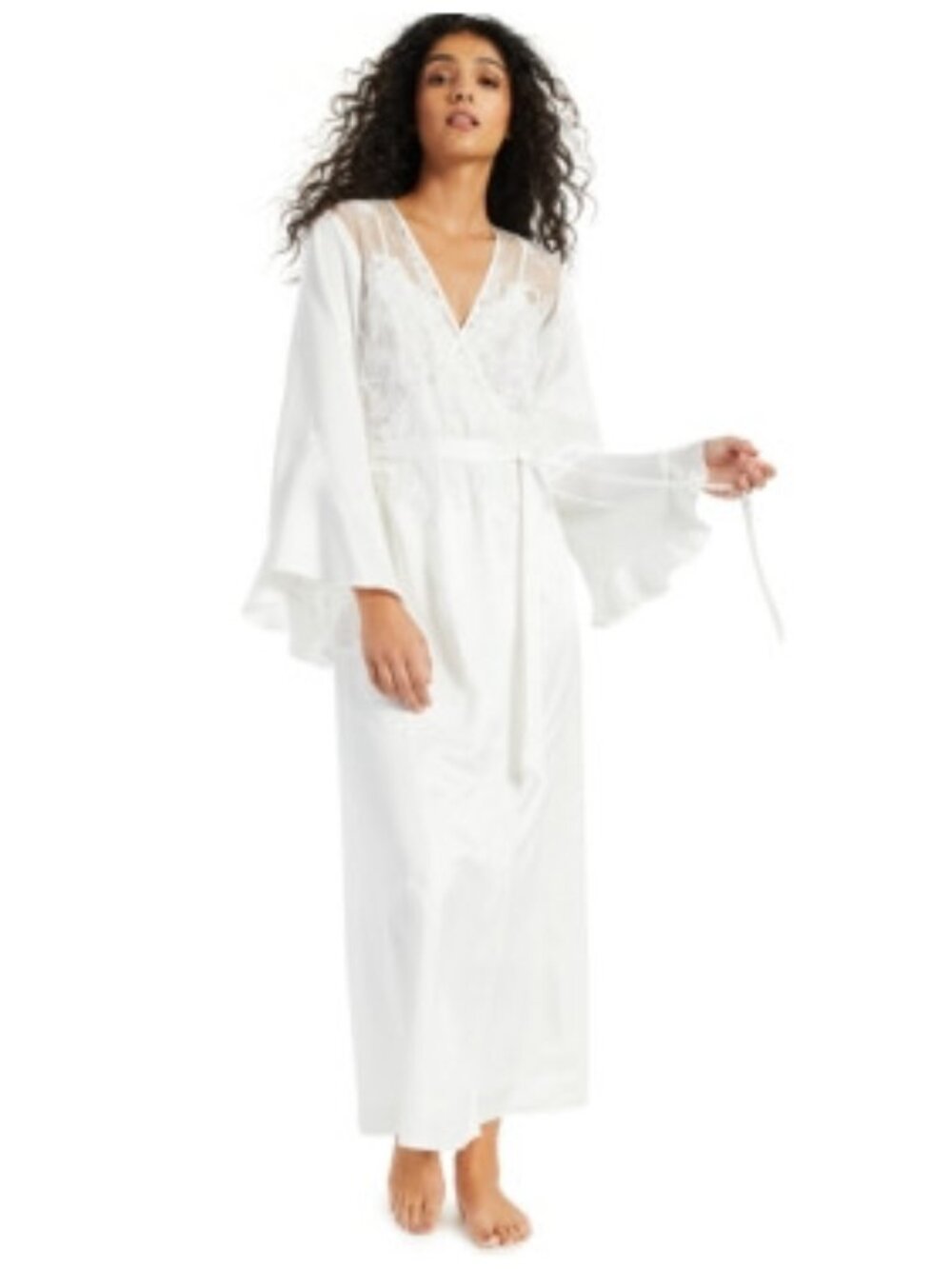 INC International Concepts Womens Long Satin Wrap Robe